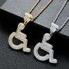 Hänghalsband europeiska och amerikanska mäns halsband rullstol funktionshindrade kreativa zirkonhiphop juvelrypendant