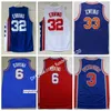 1992 Broderie de vêtements de sport de bonne qualité # 33 Patrick Ewing 6 Dr J Julius Erving Jerseys Bleu blanc # 3 Drazen Petrovic Sports Basketball Jerseys
