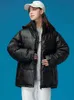 Femmes hiver PU cuir Parkas manteau solide épaissir Super chaud coupe-vent imperméable vestes manteau de neige pour femme L220730