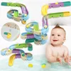 Baby Bath Rainbow Slide Toys Marmor Race Shower Pipeline Assembling Track Tracks Balls Set badrum badkar barn Spela vattenspel 220715