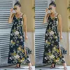 Sukienki swobodne Summer Maxi Bohemian V-Neck Camisole Floral Prairie Chic Backless Flare Flare Cute Black Brown Długie sukienki