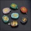 예술과 공예 자연 석조 광장 매력 Reiki Healing Gold Tree of Life Symbol Crystal Turquoises Rose Quartz Stones PE Sports2010 DHY3G