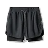 Shorts de corrida masculinos 2 em 1 jogging esportes bermudas academia treinamento fitness calças de secagem rápida masculino 2022 roupas de baixo para treino de verãocorrida