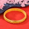 Bangle Women Phoenix Dragon Padrão Dubai Jóias 18K Amarelo Gold Casamento Festa de Casamento Lady Hollow Filigree Bracelet Gift