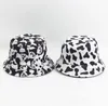 Bérets unisexe seau chapeau noir blanc vache motif coton chapeaux Panama pêcheur casquettes pour femmes hommes Hip Hop casquette plein air soleil chapeauxbérets