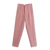 Traf Vrouw Wit Pant's Zomer Broeken Beige Hoge Taille Pink Office Broek Fashion Button Up Black Pant 220325