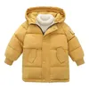 Winterkinderen 3-10 jaar jongens en meisjes jassen katoen dikker warme vaste jassen Long Parka Fashion Hooded Kids Outerwear J220718