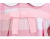 아기 소녀 격자 무늬 긴 소매 드레스 봄 가을 아이 핑크 공주 보우 노트 드레스 소녀 스커트 면화 아이 치마 2-8 년
