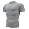 Hızlı Kuru Koşu Mens Sıkıştırma Tshirt Nefes Alabilir Futbol Takım Fitness Sıkı Spor giyim Binicilik Kısa Kollu Gömlek Egzersizi 220627