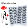 LE 3D 10pairs 100 Mink Lashes Gamate Geake Eye Fluffy Soft Wispy Faux Cils Natural Long False Goalshe Wholesale 220524