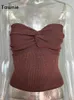 Tawnie Summer Senza spalline lavorato a maglia Twist Canotte Donna Sexy senza maniche Backless Off spalla Corsetto Crop Top Y2K Vintage 220318