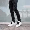 Erkekler Kot Siyah Düz Bacak Erkekler Moda Baskısı Orta Bel Mavi Yırtıcı Erkek Vintage Sıkıntılı Hip Hop Denim Pantolon Sokak Çarışları