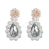 Fashion Fine Jewelry Dangle Crystals Drop Earrings Geometric Hanging Clear Crystals Accessories Pendientes For Women