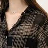 Kvinnors blusar skjortor Vogorsean Summer Women Blus Shirt 2022 7/10 Sleeve Chiffon Loose BF Wind Larory Plaid Leisure Womens Topswome