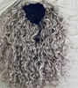 Salt and pepper silver grey drawstring human hair ponytail extension wraps gray kinky curly pony tail hairpiece 120g 100gg 1pcs