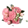 30 cm rose rose rose pivoine Bouquet de fleurs artificielles 5 Big Head et 4 Bud Fake Flowers for Home Wedding Decoration inidoor1020019