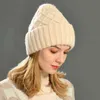 Winterhoeden voor vrouwen Warm Cashmere Blend vrouwelijke solide kleuren zacht drievoudige dikke warme schedels hoeden hoed nieuwe mode J220722