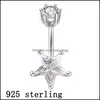 Pierścienie nosowe kołki S925 Prawdziwy oryginalny pierścień brzucha Czysty Kamień cyrkonu Sier Star Kamien