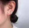 Kaplama Giymenin İki Yolu 14k Altın Kristal Daisy Ear Studs Doğal Tatlısu İnci Küpe Beyaz Lady/Kız Moda Düğün Takı