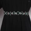 Belts Luxury Rhinestone Waistband Green Red Blue Flower Crystal Gem Waist For Women European Dress Shirt Belt DecorationBelts