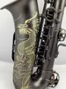 Saxofón alto profesional negro mate con grabados de dragones