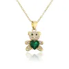 Ny mode CZ Pave Setting Cute Love Bears Pendant Necklace Woman Gift 18K Gold Jewelry8692665