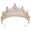 CRISTAL DE CRIDA DE FLOR DE LUZURO Mulheres Tiaras Rhinestone Capacete de casamento Jóias de cabelos para o concurso da cabeça