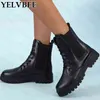 Boot 2022 Winter Neue Ankle Chelsea Chunky Plattform Spitze Up Goth Frauen Schuh Warme Pu Leder Mid Heel Sport Motorrad 220805