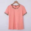 T-shirt pour femmes T-shirt 2022 Summer Summer Scould Casual Fashion O-Kick Stitching Slim Simple Top