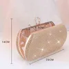 NXY Borsa da sera da donna Pochette con anello di diamanti Borsa da sposa di lusso e borsetta Spalla da banchetto per feste in argento dorato 0425