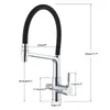 POIQIHY Pure Water Filter Kale kuchenne Pull W dół Filtrowane baterie Black Mosiądz Dźwigowy Dual Hands Spout Cold Mixer Tap 220401