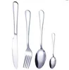 Flatware Sets Gold Silver Stainless Steel Food Grade Silverware Cutlery Set Utensils Include Knife Fork Spoon Teaspoon B0524W