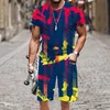 Męskie szorty T-Shirt Męskie szorty na wiosenny jesienny kombinezon wyścigowy luksusowy uliczny tops Summer 3D wydrukowany harajuku strój Tracksu