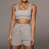 Casual Solid shorts sets Women Crop Top Two Piece And Drawstring Shorts Matching Sportswear Set Summer Athleisure Outfits 220629