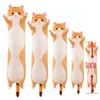 Cute 50cm Long Cats Toys Elastic Stuffed Plush Squishy Cat Cushion Pillow Cuddly Buddy Brown Pink Grey Wholesale sxaug05