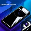 New Dual Arc USB Lighter Rechargeable Electronic Lighter LED Screen Plasma Power Display Thunder Lighter Wholesales Gadgets For Man