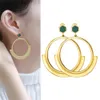 Circle Drop Earrings for Women 2022 Trend Party Jewel Charm Par Stud Gift 18 K Plated Geometric Office New Gifts Ear Accessory överdrivna stil flickvänner