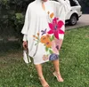 Nouveau 2022 été 3D fleur imprimer bohème robe femmes à manches longues Mini robe décontracté col rond robes amples grande taille vêtements