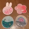 Lovely ornaments Pads quicksand non-slip silicone cups pads coffee coasters creative design cushion cherry blossom underwater worldLK001155