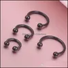 Nasenringe Stollen Körper Schmuck Schwarz Sier Kegel Horseshoe Bar Piercing Hoop Ring 100pcslot Eyebrow Lip Labret Schmuck 255G Drop Deli6156136