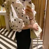 Frauen Blusen Hemden Hit Farbe Polka Dot Gedruckt Frauen Sommer Rüschen Patchwork Design Top Qualität O Neck Puff Sleeve blusas MujerWomen'