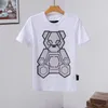 Novo Designer de Mens Tshirts Forma de Verão Camisas com diamante Beads Algodão de Manga Curta Tee Tops Imprimir Urso Luxo O Pescoço Streetwear Slim Hop Hop Alta Qualidade