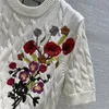 Women's Cotton Knits Shirts Dress Long Dresses With Letter Floral Embroidery Girls Milan Runway Tank Top A-line Bodycon Short Sleeve Designer Dresses Pullover Shirt