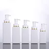 100ml 200ml 300ml White plastic bottle High-end square serum body lotion bottles shower gel pump sub-bottle
