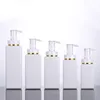 100ml 200ml 300ml White plastic bottle High-end square serum body lotion bottles shower gel pump sub-bottle