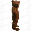 Halloween długie włosy Brown Bear Mascot Costume Najwyższa jakość Kreskówka postać karnawał unisex dorośli rozmiar świąteczny przyjęcie urodzinowe fantazyjne strój