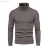 Wenyujh Sıradan Erkekler Kış Renkli Kaplumbağa Boyun Uzun Kollu Twist Örme İnce Sweater Sweaters Pullover Erkek Sweaters L220801