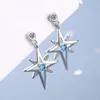 Dangle & Chandelier Sterling Silver Women's Fine Jewelry High Quality Crystal Zircon Mid-length Tassel Simple Awning Star Earring Brinco