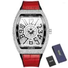 Montre-bracelets Luxury Diamond Hip Hop Montre les filles militaires Femelles Sliver Iced Out Tonneau Dial