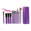 Portable 12in1 Fiber Soft Brestle Makeup Borstes Set Foundation Loose Powder Blush Smudge Eyeshadow Eyebrow Lip Brush Eyebrow Comb Roll Roller Makeups Tool ZL0895